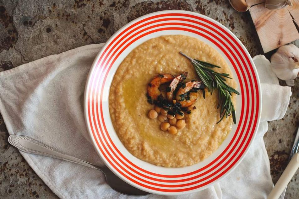 crema ceci gamberoni