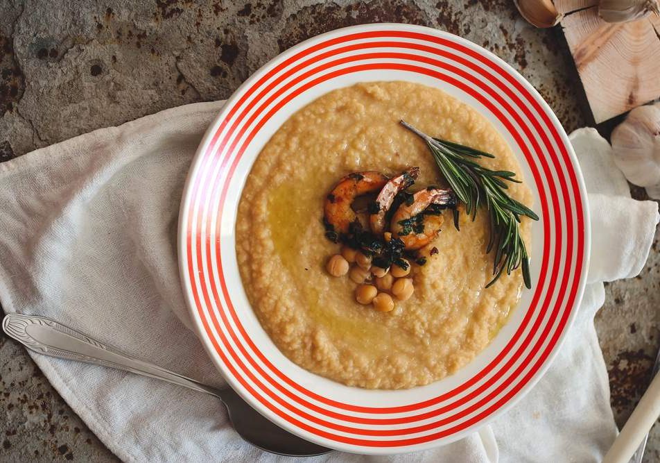 crema ceci gamberoni