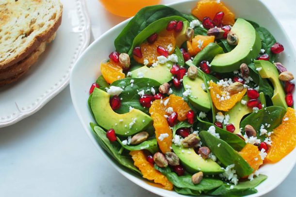 Insalata arance melagrana spinaci