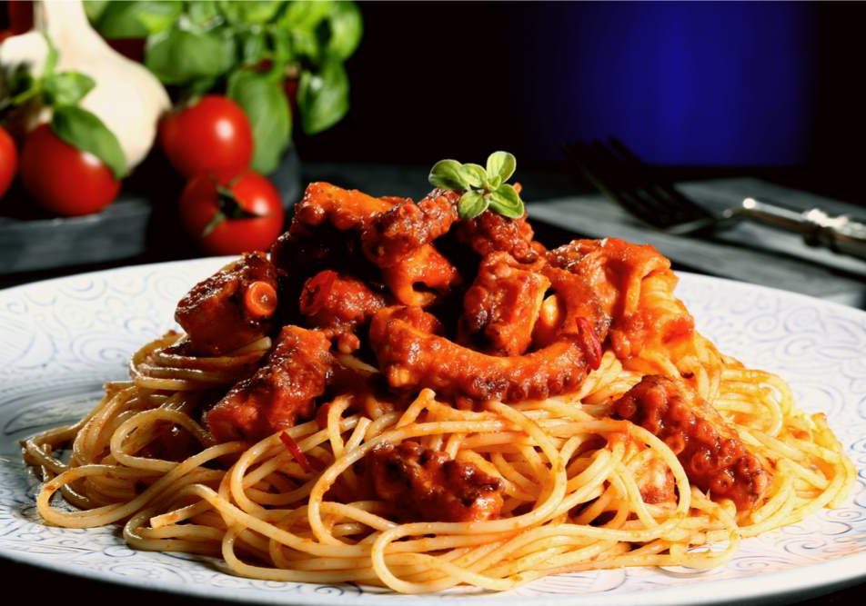 spaghetti con polpo