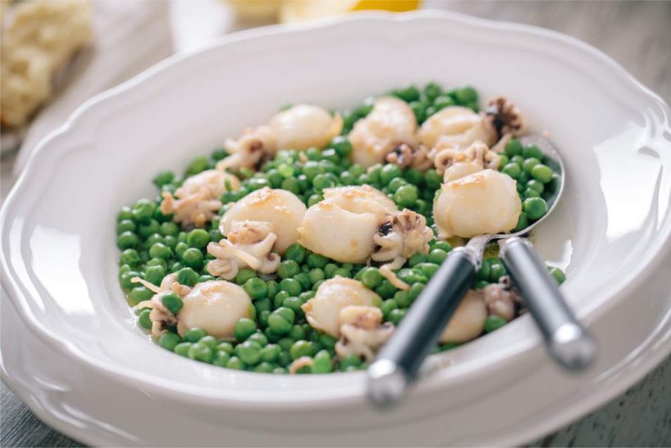 seppie con piselli in bianco