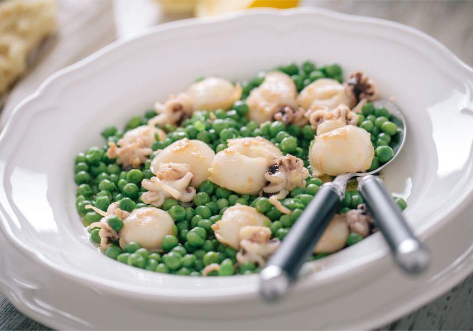 seppie con piselli in bianco