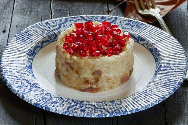 risotto con funghi e melagrana