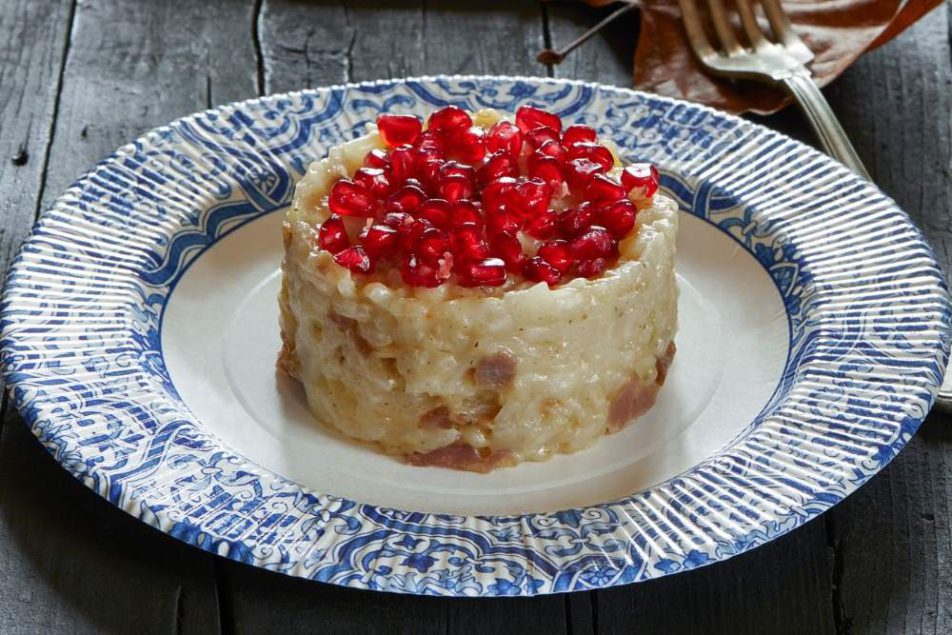 risotto con funghi e melagrana