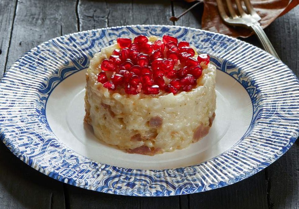 risotto con funghi e melagrana