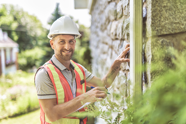 Uomo che lavora in cantiere che previene la pleurite e il tumore adottando buone strategie grazie alla cura della salute