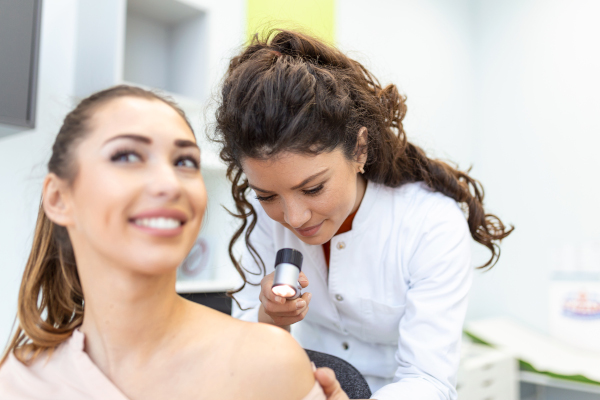 Paziente si sottopone all'osservazione dermatologica in epiluminescenza