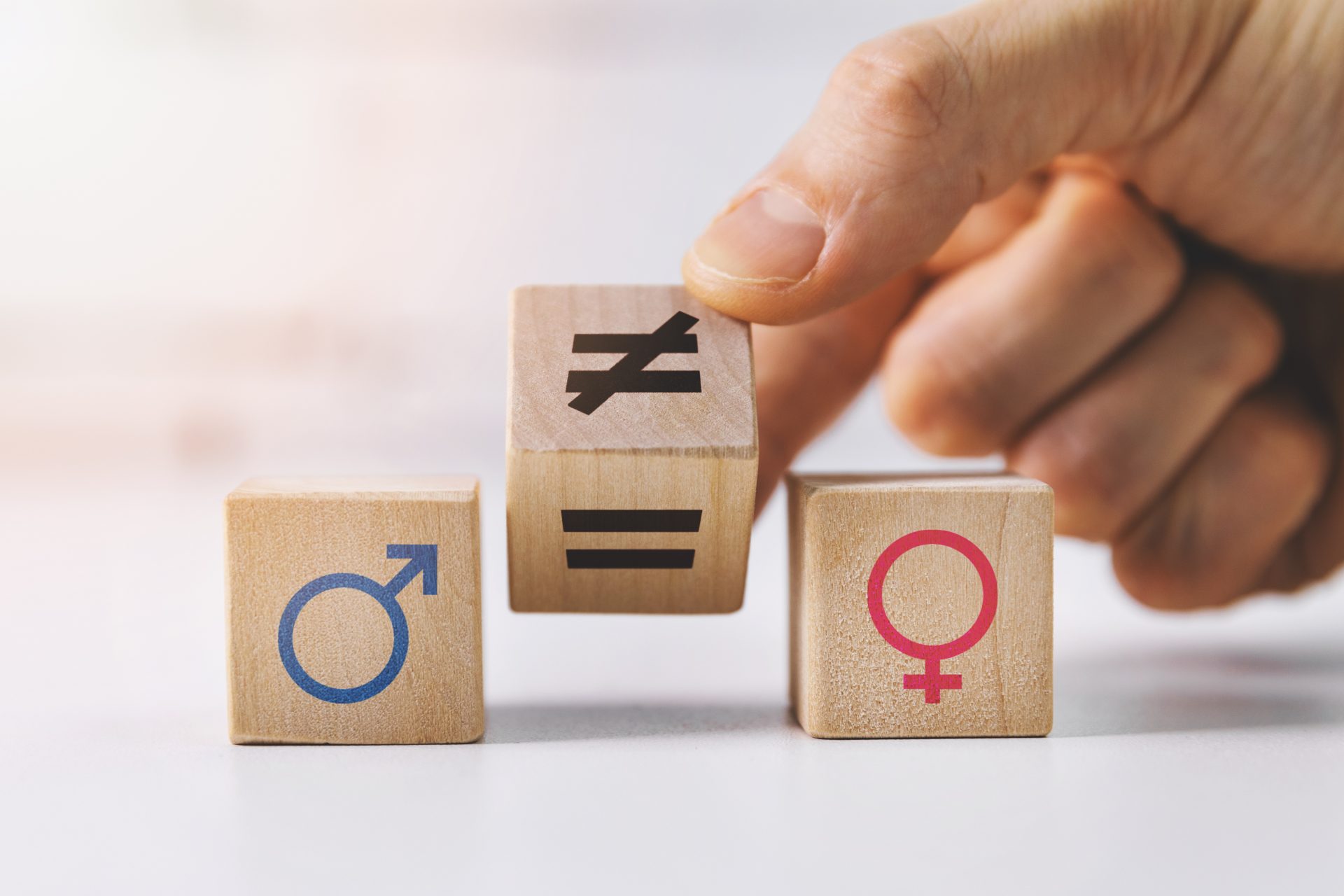 blocchi di legno con simboli maschile e femminile