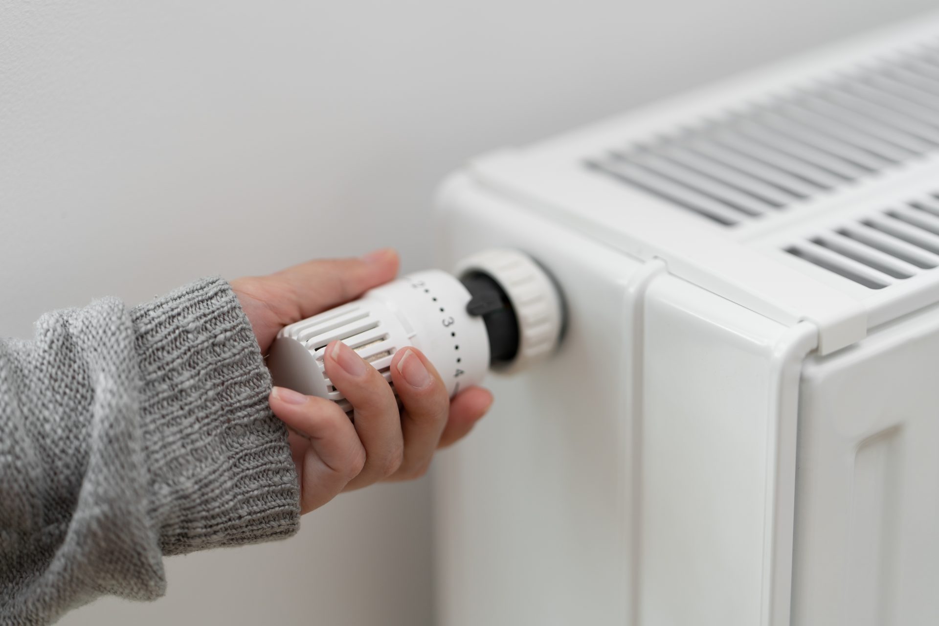 donna regola temperatura del termosifone